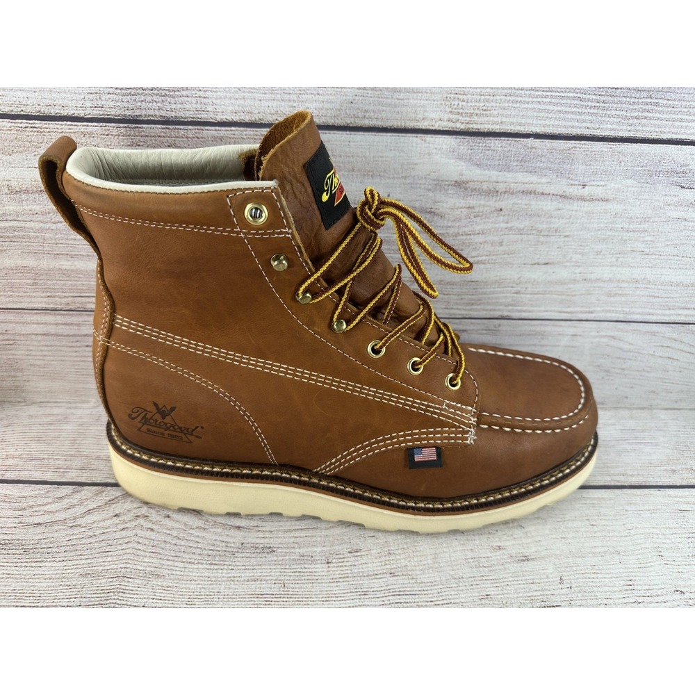 Thorogood 814-4200 Moc Toe Boots Men's 10.5 D USA Made Tobacco Leather - Picture 4 of 10
